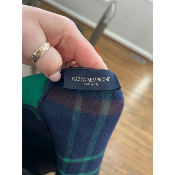 Piazza Sempione Wool Alpaca Fleece Oversized Cape Poncho Coat Plaid Size 42 - Picture 7 of 7